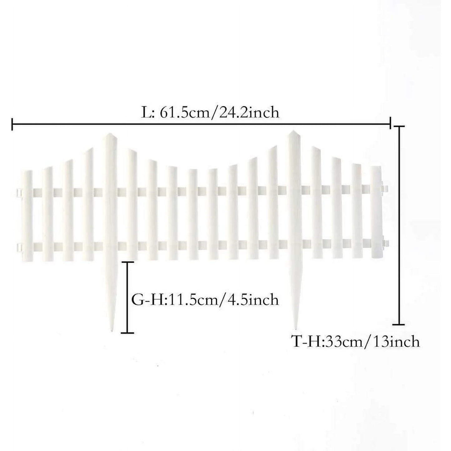 12Pcs White Plastic Decorative Garden Fence Panel 13 in x 24 in Each for Patio Landscape Vegetable Bed