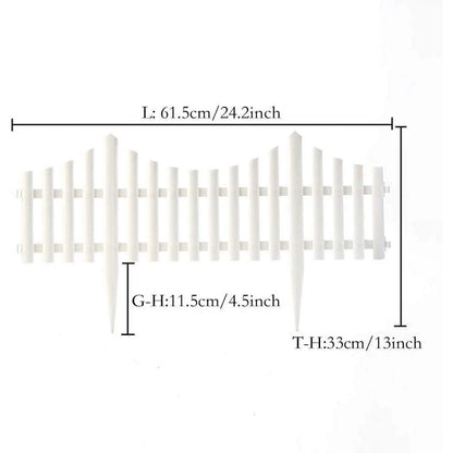 12Pcs White Plastic Decorative Garden Fence Panel 13 in x 24 in Each for Patio Landscape Vegetable Bed