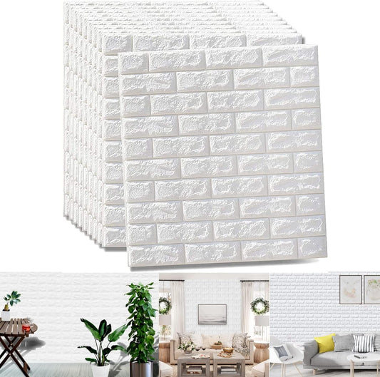 BSHAPPLUS® 5PCS 30"x28" 3D Brick Wall Panels,29 Sq.Ft Self-Adhesive Foam Wall Tiles Stickers,Peel and Stick Wallpaper Tile Backsplash,Tear Tape Faux Brick Wall Panel For Bedrooms, Bathrooms, Kitchens