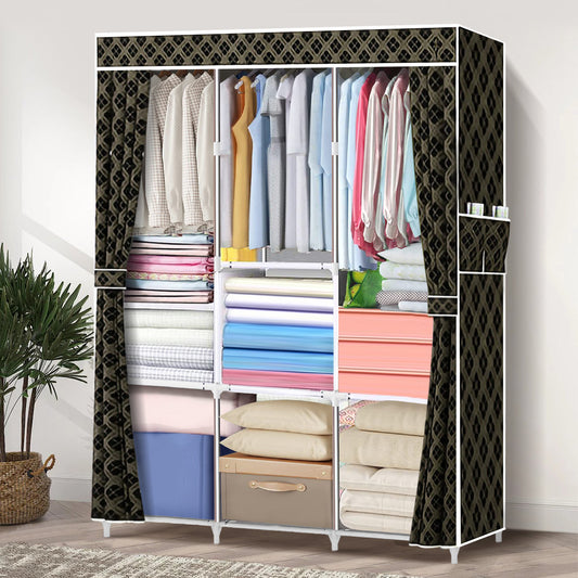 Closet Organizer with 3 Hanging Rod 65*41 Inch Clothes Rack with 7 Shelves, Portable Closet with Waterproof Cover, Wardrobe Clothes Storage Organizer for Bedroom