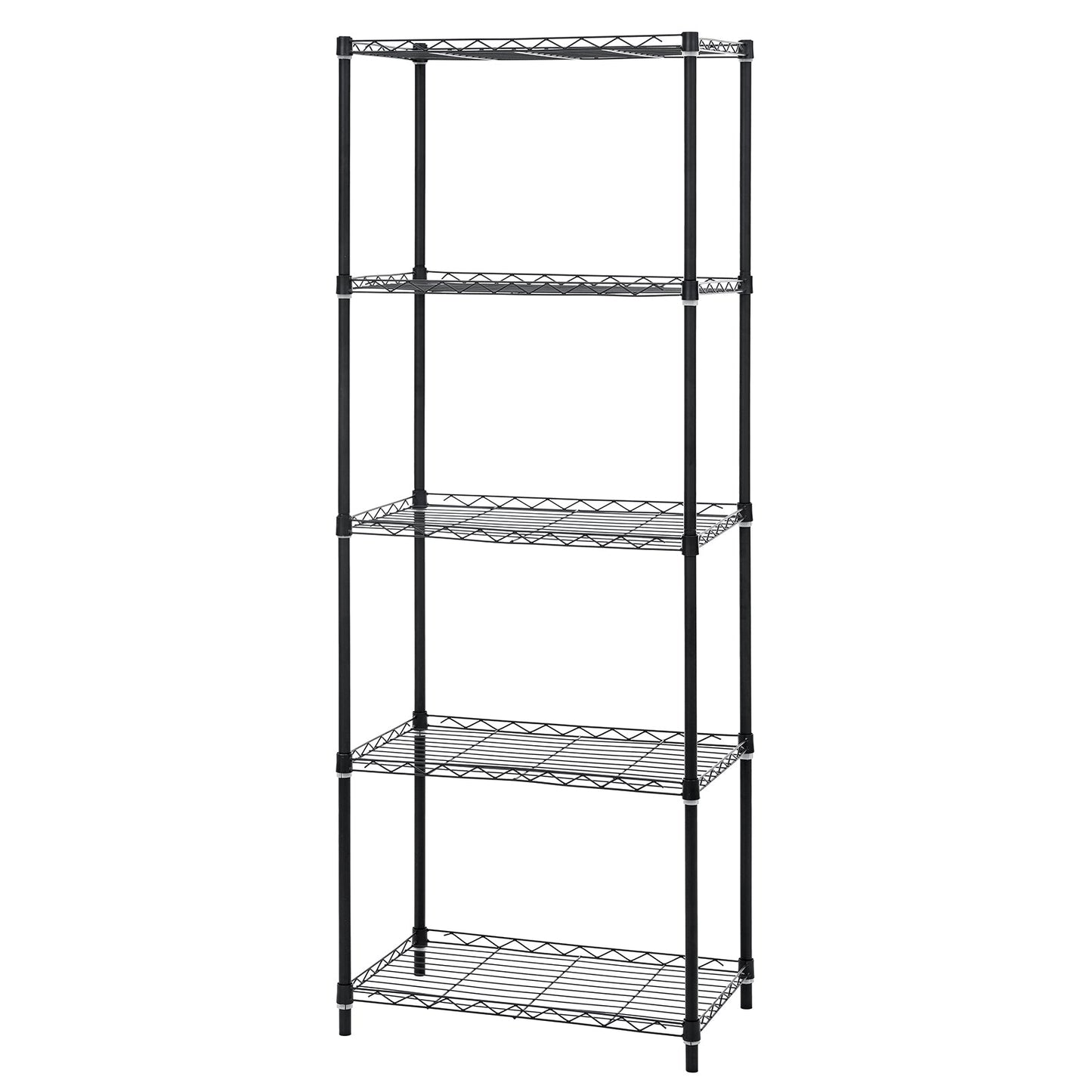 HONEIER 5-Tier Storage Shelving Unit, Heavy Duty Metal Shelf Wire Storage Rack Freestanding Shelves for Pantry Closet Kitchen Laundry Bedroom, 63"x 22"x 14", Black