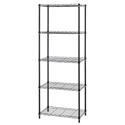 HONEIER 5-Tier Storage Shelving Unit, Heavy Duty Metal Shelf Wire Storage Rack Freestanding Shelves for Pantry Closet Kitchen Laundry Bedroom, 63"x 22"x 14", Black