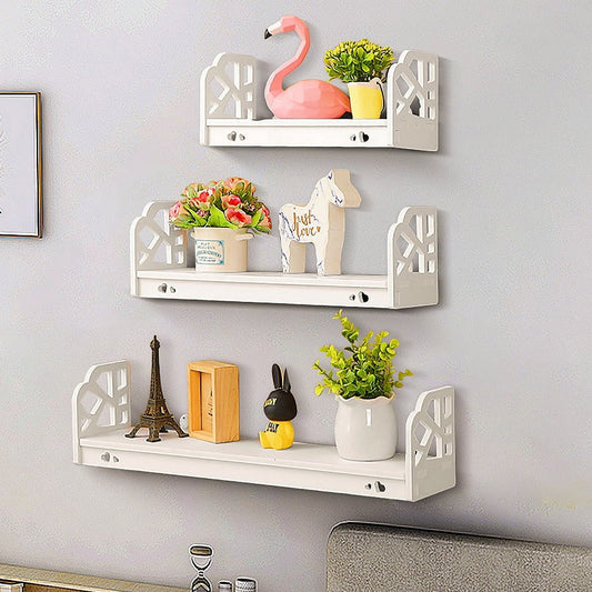 Set of 3 Wall Shelf Retro Floating Wall Shelves Modern Display Shelf Plant Holder Bathroom Storage Shelf for Home Office Bedroom Kitchen Bathroom Decor Gifts White