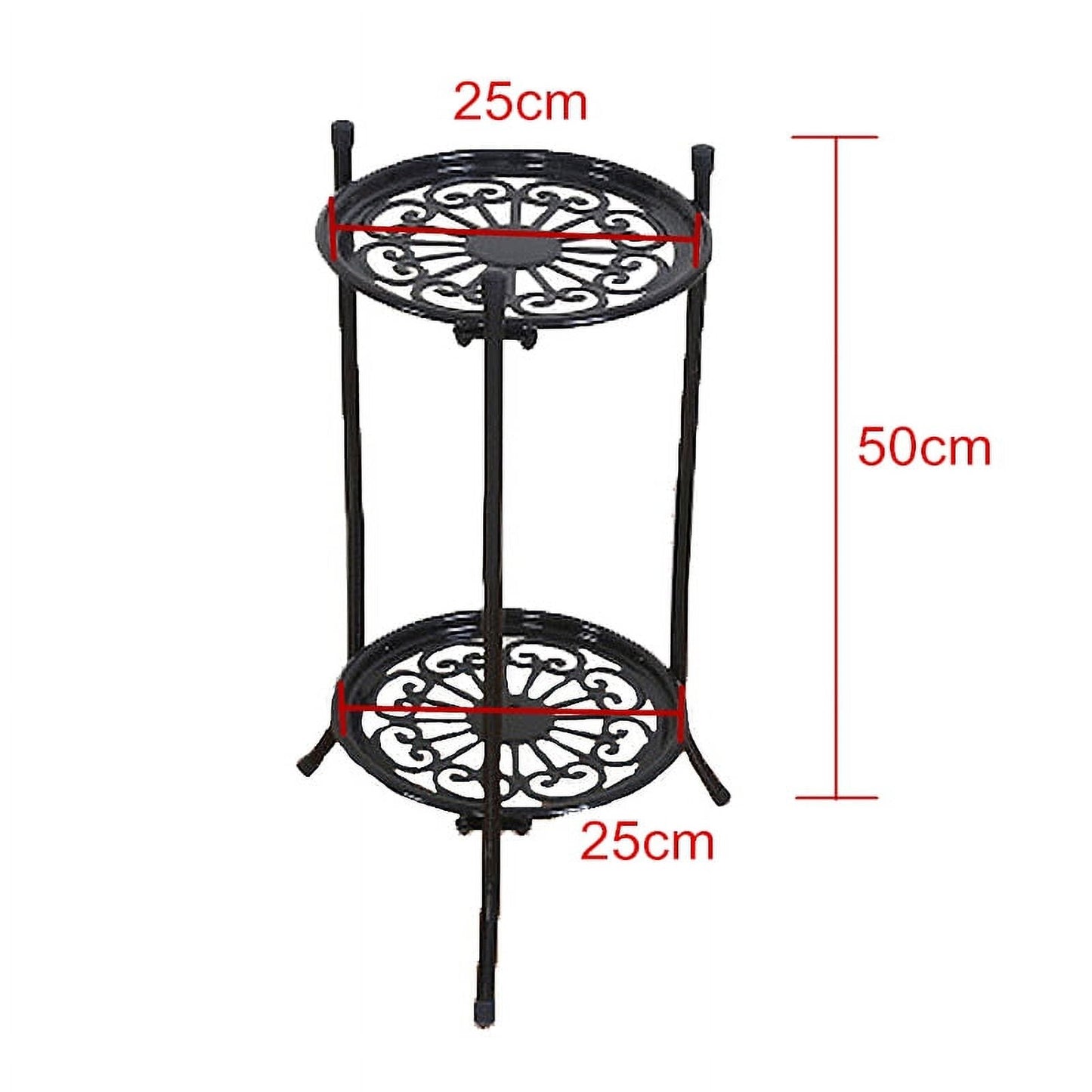 2 Tier Metal Plant Stand, Round Plant Shelf Flower Pot Rack Modern Planter Holder for Garden Patio Indoor Outdoor Black White